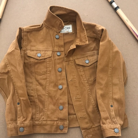 khaki colored denim jacket